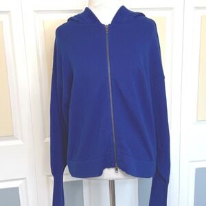 Cabi Dressed Up Hoodie 5460 Blue Cotton Blend Full Zip Hooded Knit Sweater Small